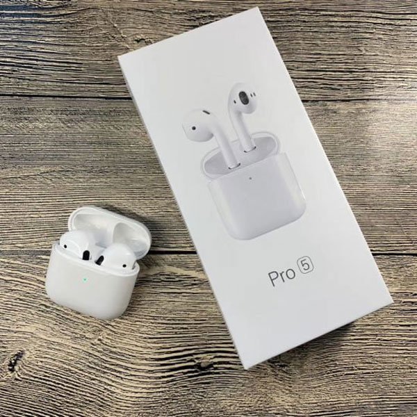 Pro 5 Airpods Bluetooth Wireless Earphones with Charging Case - White