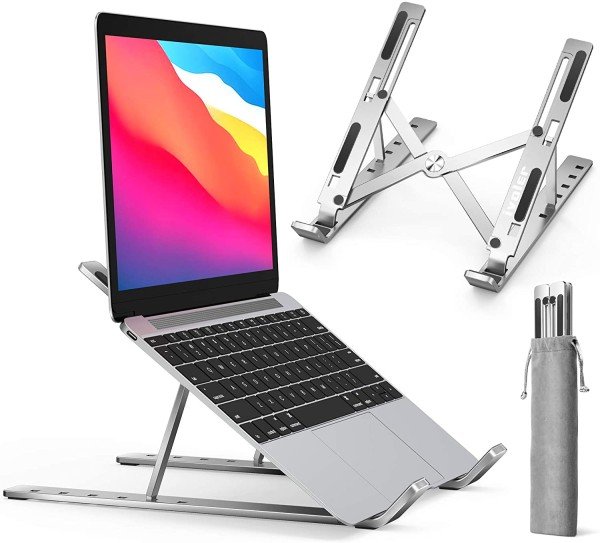 Aluminum Alloy Adjustable Portable Folding Notebook Stand Foldable Laptop Stand - Silver Black