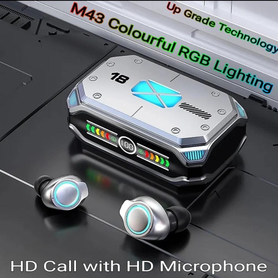 M43 TWS True 5.3 Wireless Ear-Buds with RGB Charging Case