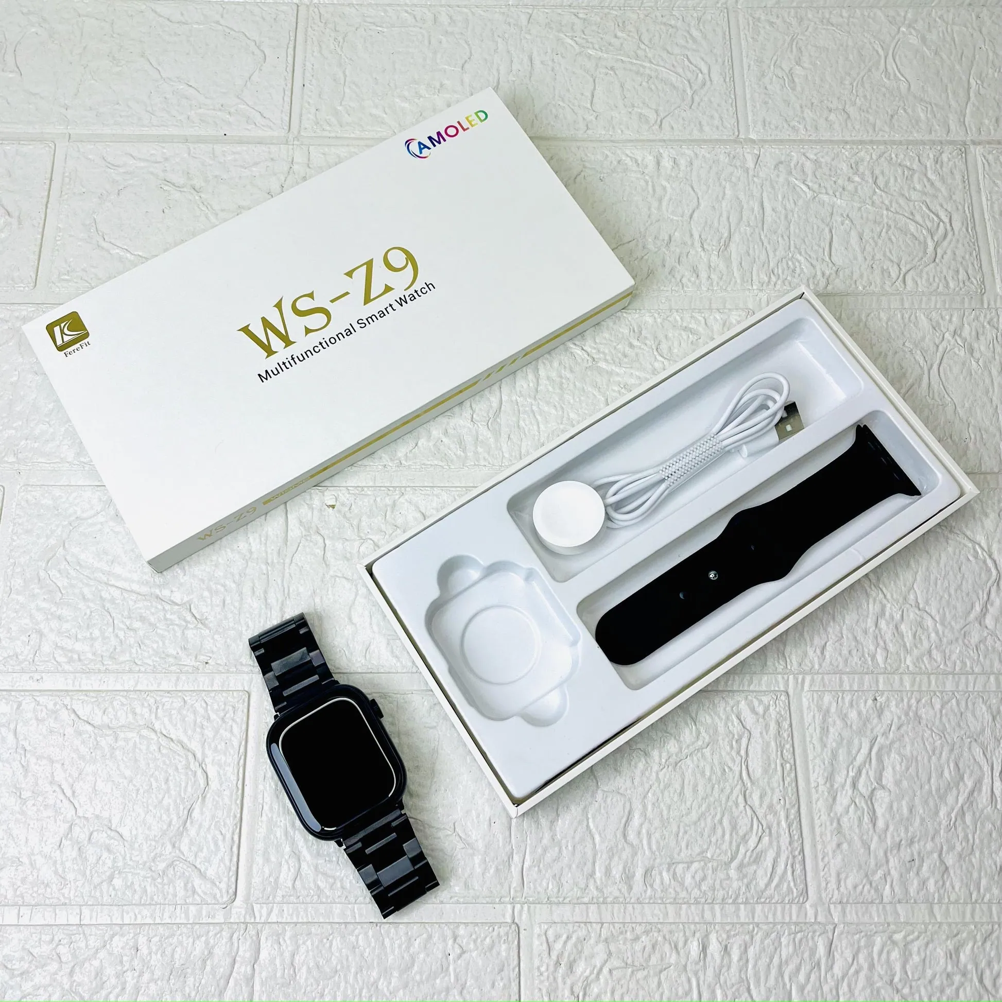 FereFit WS-Z9 Multifunctional Amoled Smartwatch – Black Color