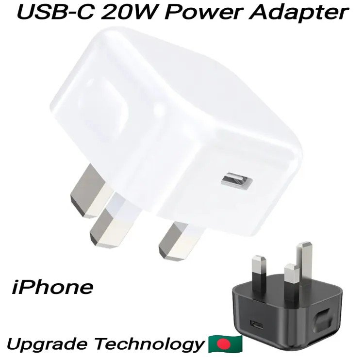 Apple 20W PD 3Pin Superfast Charging USB-C Port Power Adapter