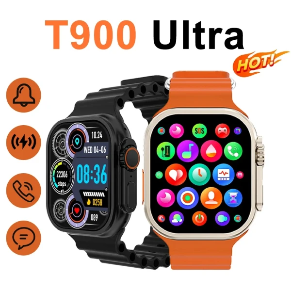 T900 Ultra Smartwatch - Black and Orange