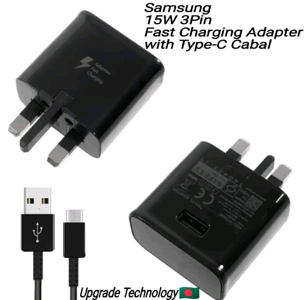 Samsung Galaxy 15W 3Pin Fast Charger with Type-C Data & Fast Charging Cable