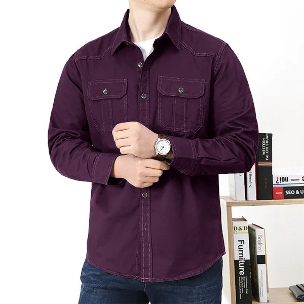 Standard Quality Double Pocket Shirt Full Sleave Solid Color