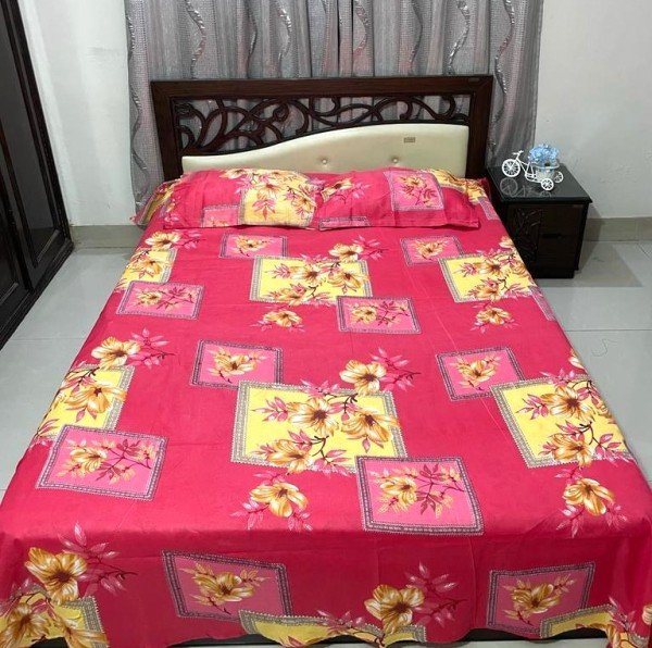 Cotton Design Bedsheet 8 x 8 foot - 3pcs Set