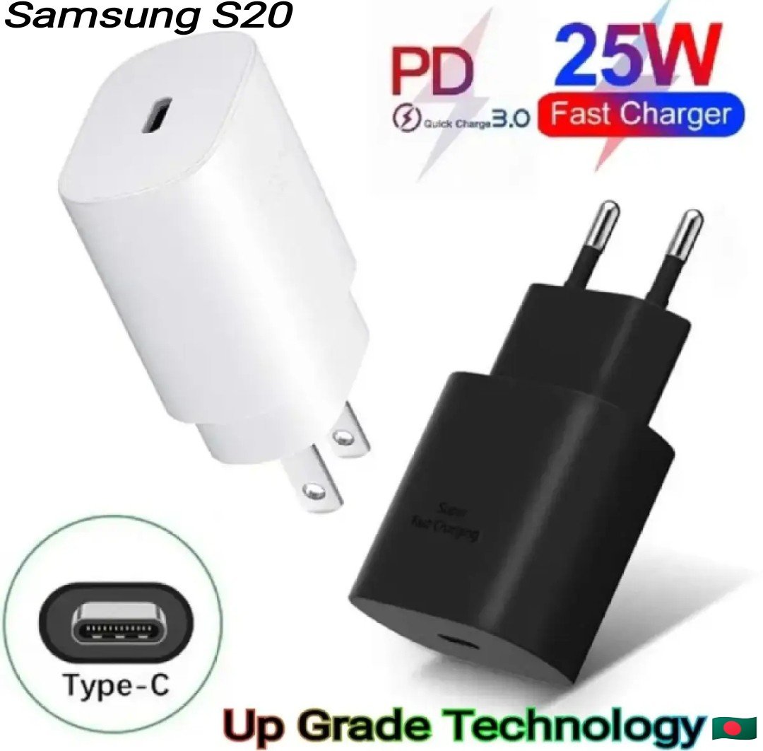 Samsung Galaxy 25W PD 2Pin Fast Charger with Type-C Data & Fast Charging Cable