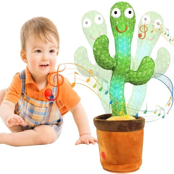 HelloKimi Singing Dancing Cactus Plush Toy for Kids Rechargeable
