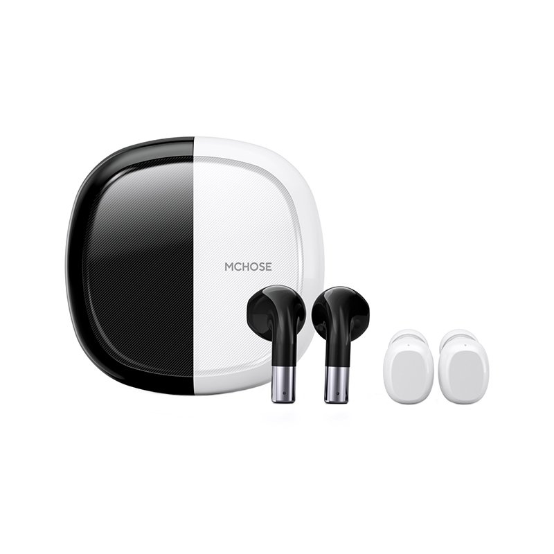 MCHOSE BH288 True Wireless Bluetooth Earphones Separable Double Headphones-Black And White