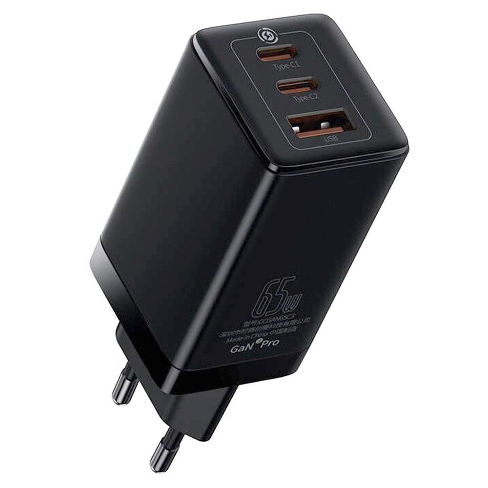 BASEUS GaN3 Pro Fast Charger 65W With Type-C + USB A (CCGAN65E3)