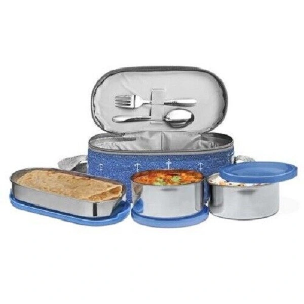 Milton Corporate Lunch 3 Stainless Steel Lunch Box- Blue Color