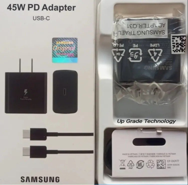 Samsung 45W 2Pin PD Superfast Charger with Type-C to Type-C Data & Fast Charging Cable