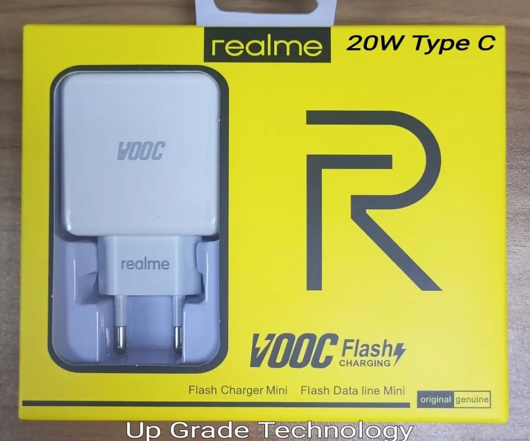 Realme 20W VOOC Flash Fast Charger with Type-C Data and Charging Cable