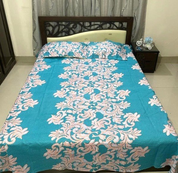 Cotton Design Bedsheet 8 x 8 foot - 3pcs Set