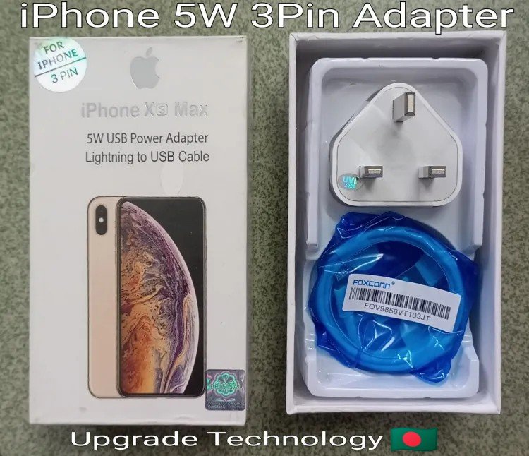 Product Details of Apple iPhone 5W 3Pin Charger Flat Premium Quality Upgrade Version (Adapter + USB to Lightning Cable Combo Pack)