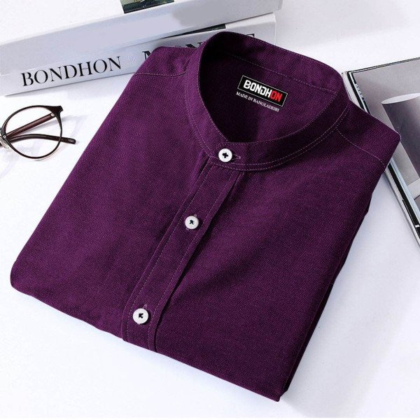 Casual Mandarin Collar Oxford Cotton Shirt