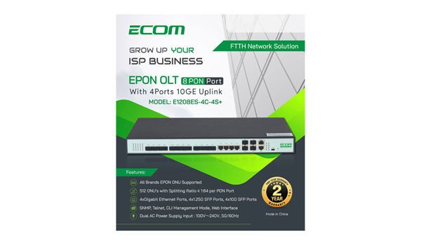 ECOM 8 Port Epon OLT with 4 Port 10G Uplink