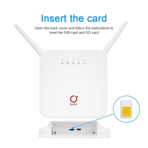 OLAX AX9 Pro B 4G SIM Supported WiFi Router – 300Mbps High-Speed Internet with 4000mAh Battery (White)