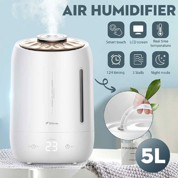 Xiaomi Air Humidifier- Ultrasonic Air Purifying Mist Maker (5 Liter, Deerma DEM-F600)- White Color