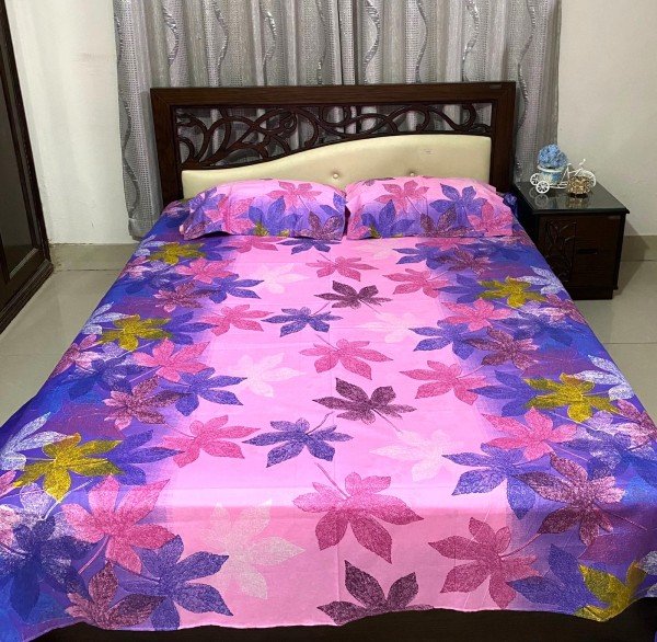 Cotton Design Bedsheet 8 x 8 foot - 3pcs Set