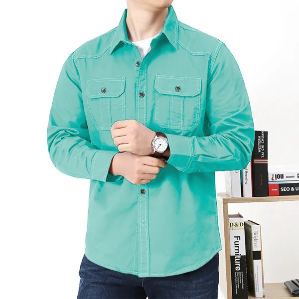 Standard Quality Double Pocket Shirt Full Sleave Solid Color