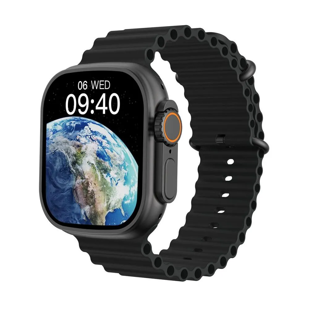 WiWu SW01 Ultra Bluetooth Calling Smartwatch, Black (IP68, Sports Modes, 2.1″ HD IPS)