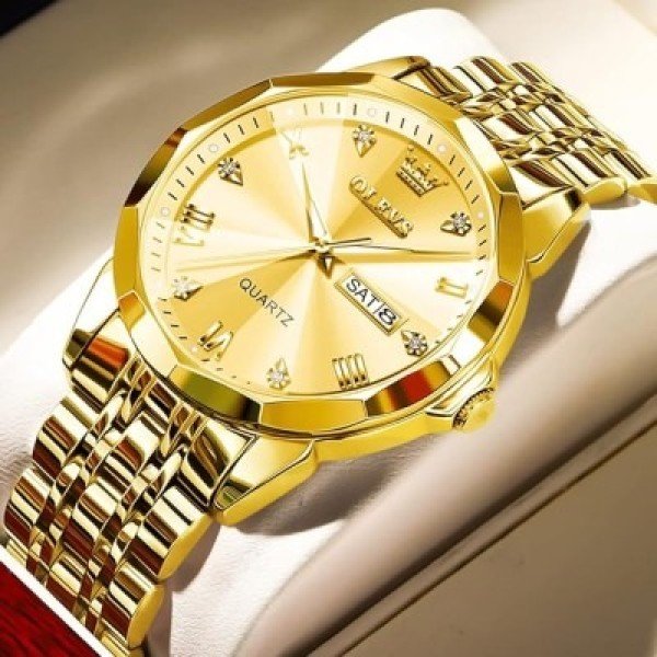 OLEVS 9931G New Exclusive Design Quartz Watch for Men - Golden