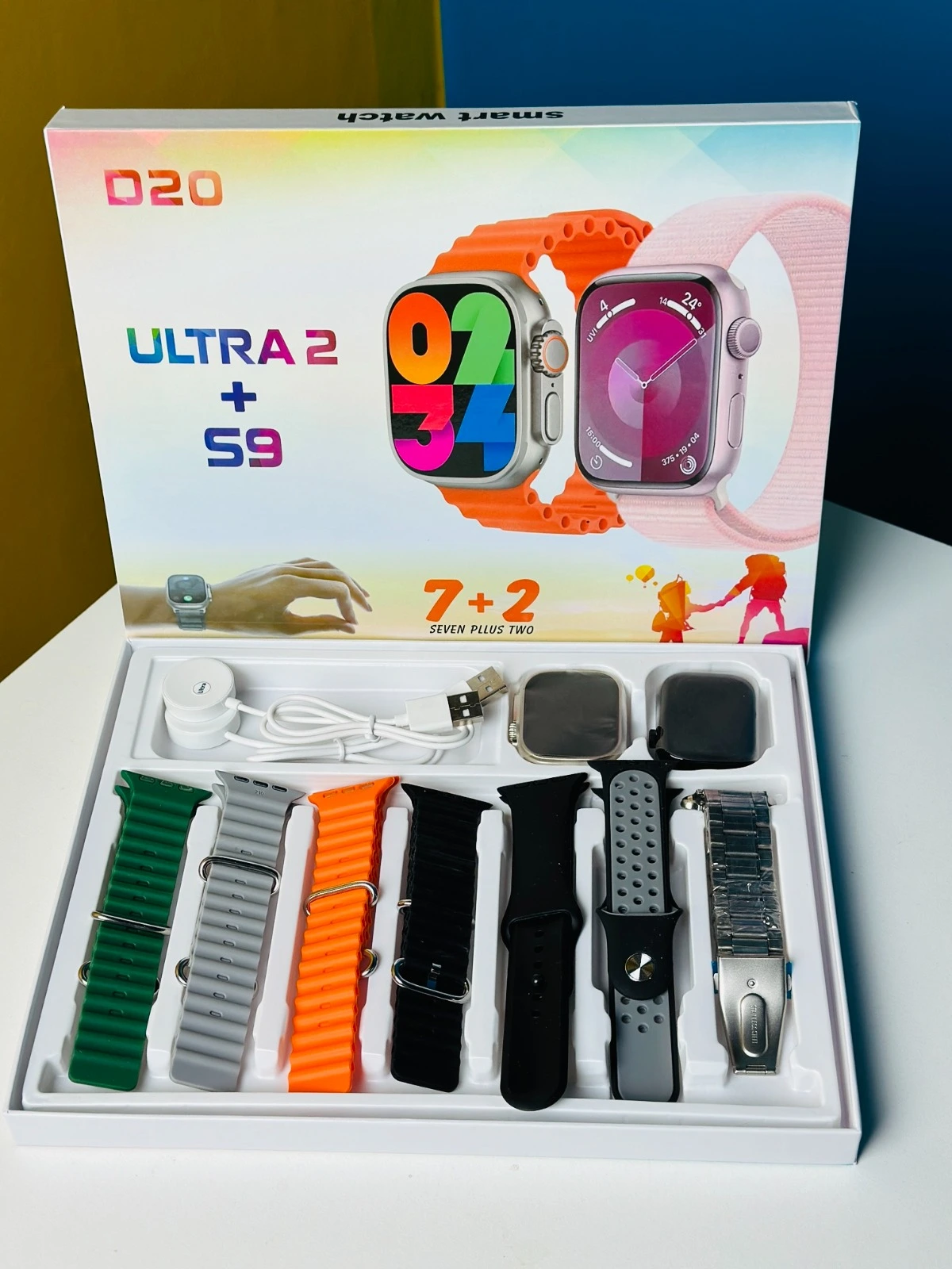 D20 Ultra 2 + S9 Smartwatch With 7 Straps