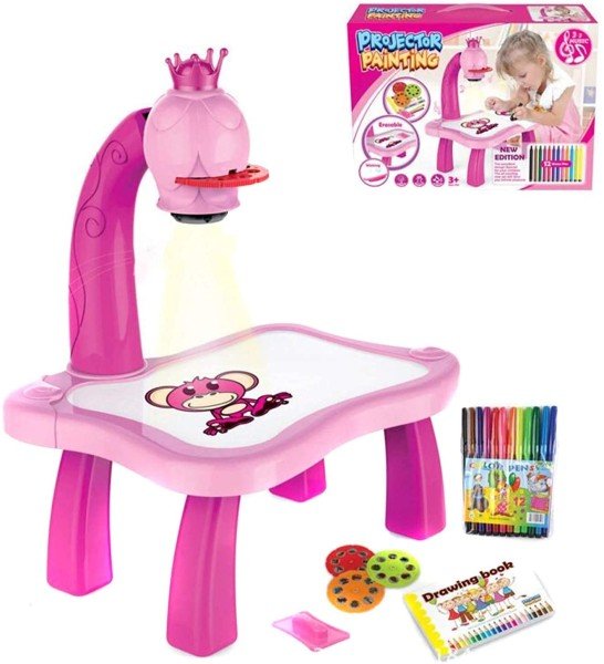 Little Hands Drawing Projector Table for Kids, Trace and Draw Projector Toy with Light