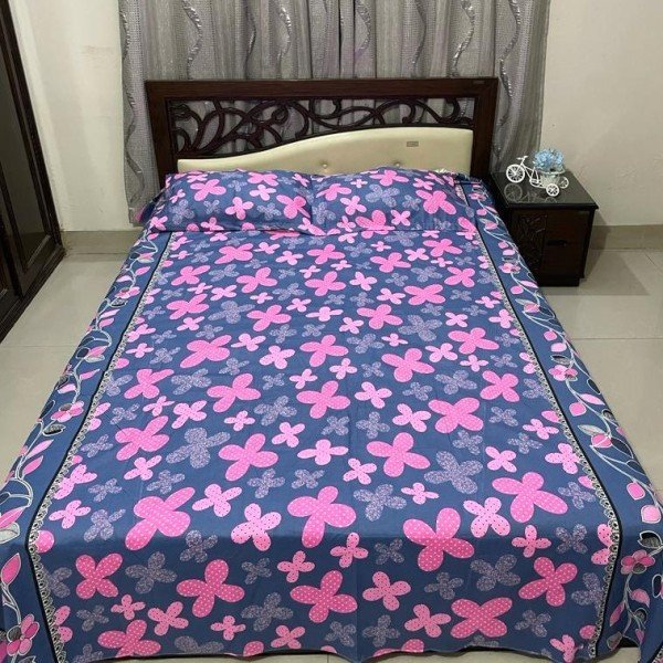 Cotton Design Bedsheet 8 x 8 foot - 3pcs Set