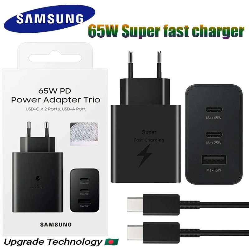 Samsung 65W PD Power Adapter Trio USB-A with 2 USB-C Ports