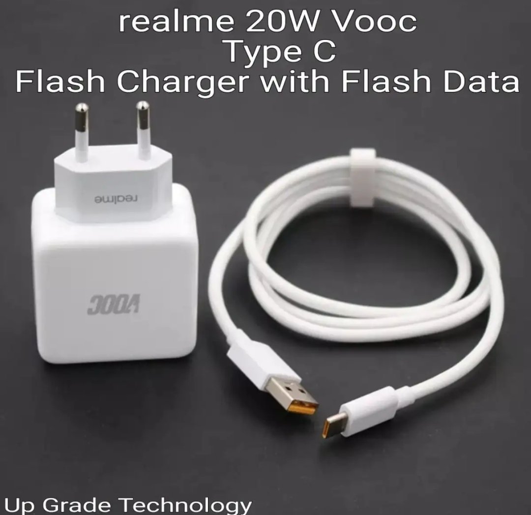 Realme 20w Vooc Flash Fast Charger With Type-c Data And Charging Cable 