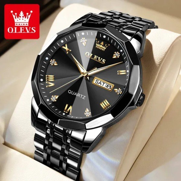 OLEVS 9931G New Exclusive Design Quartz Watch - Black