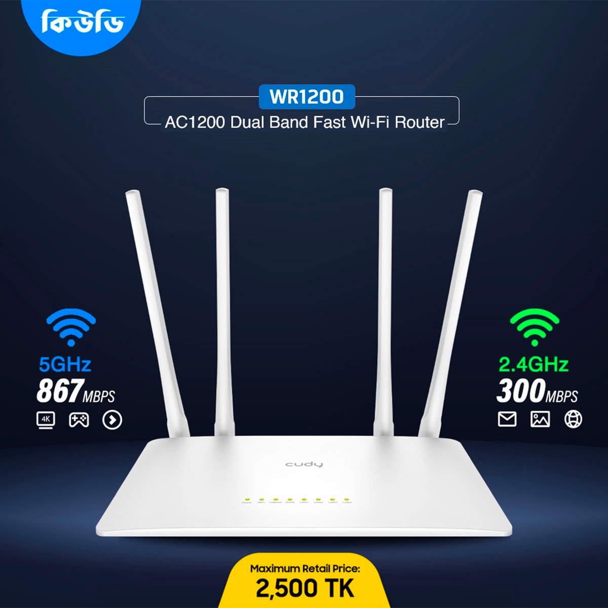 Cudy WR1200 AC1200 Dual Band AC1200 WiFi Router