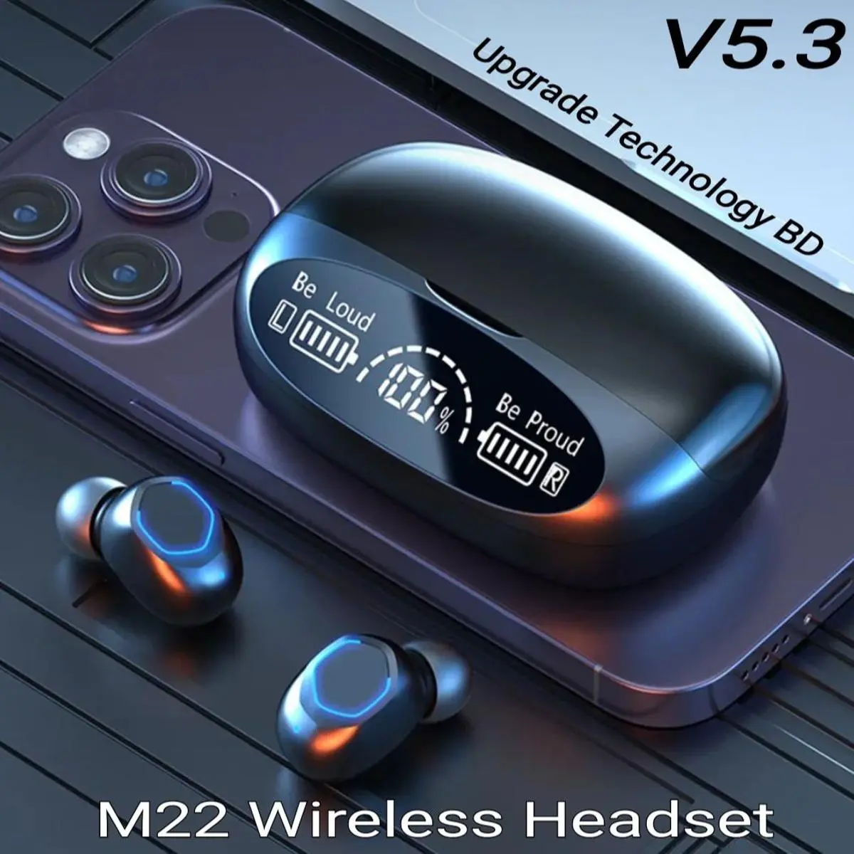 M22 Tws Wireless Headphones In The Ear Stereo Music Earplugs 9D Noise Reduction - Bluetooth Headphone