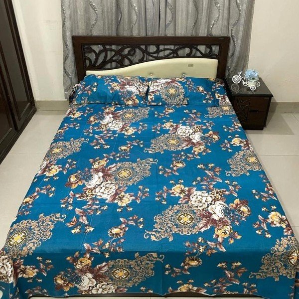 Cotton Design Bedsheet 8 x 8 foot - 3pcs Set