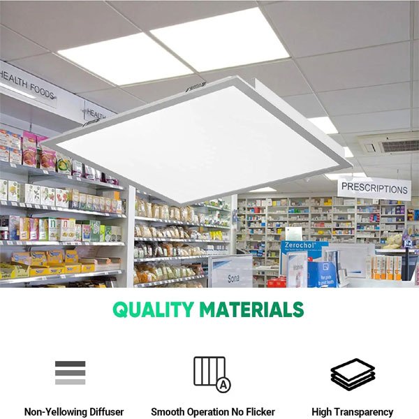 2x2ft LED Flat Panel Light fixture 40 50 60W 125lm/w 3CCT Cool White 100V-277V-347V Dimmable Recessed Drop Ceiling lighting